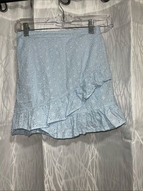 Primark Light Blue Eyelet Ruffle Mini Skirt